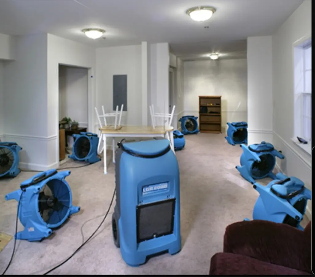 Air movers and dehumidifier setup for Water Extraction & Removal in Rio Pinar